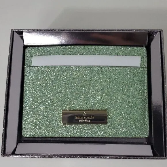 Kate Spade Kenzie Glitter Cardholder Seawater Green New in Box - Picture 4 of 7